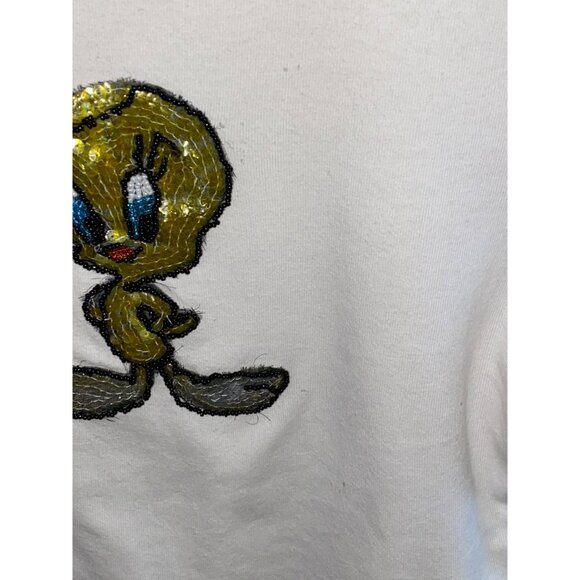 Vintage Looney Tunes Tweety Bird Embroidered Womens White Crop Top T-Shirt - Picture 4 of 8